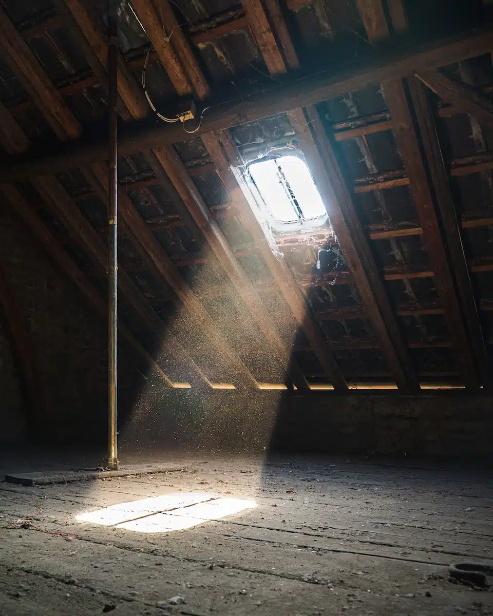 sun rays inside wooden house
