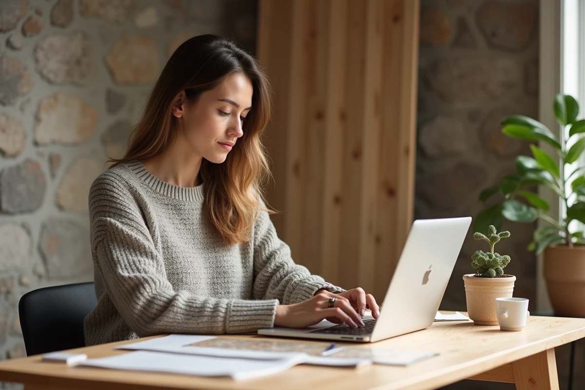 Jeune architecte examinant des échantillons d