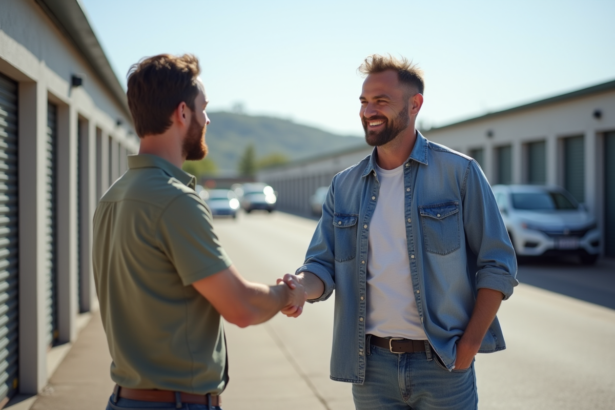 Propriétaire souriant serrant la main d