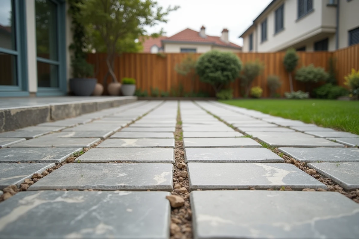 Vue comparative de deux terrasses adjacentes montrant une réalisation soignée et une terrasse abîmée avec des erreurs de construction coûteuses