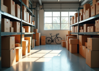 Gagner de l’argent avec un garde-meuble : conseils pour rentabiliser Intérieur d'un entrepôt bien organisé avec boîtes et vélos