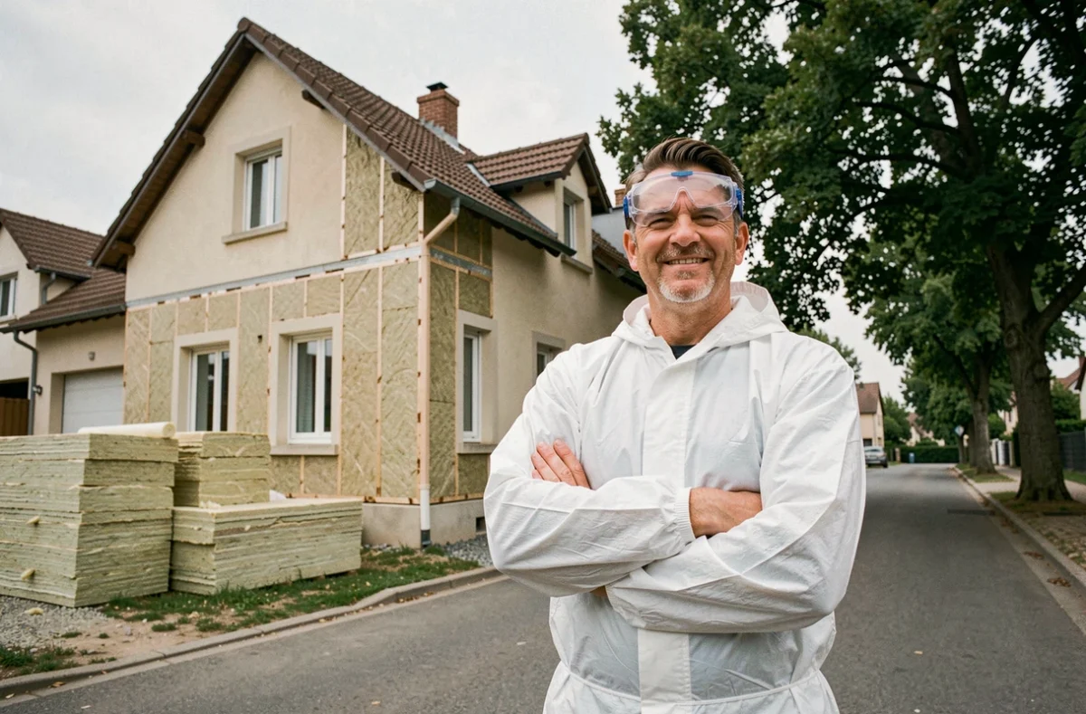 Entreprise d'isolation en Seine-et-Marne devant une maison en rénovation thermique