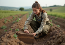 Types de sols : définition, caractéristiques et classification Jeune agronome en champ examinant un profil de sol