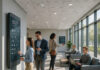 Photo hyperrealiste d'un lobby moderne avec éclairage intelligent