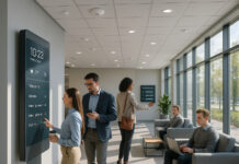 Photo hyperrealiste d'un lobby moderne avec éclairage intelligent