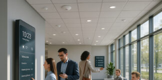 Photo hyperrealiste d'un lobby moderne avec éclairage intelligent