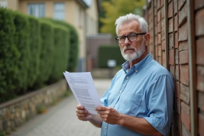 Propriétaire tenant un courrier de la mairie concernant un non-respect du PLU pour sa clôture en bois