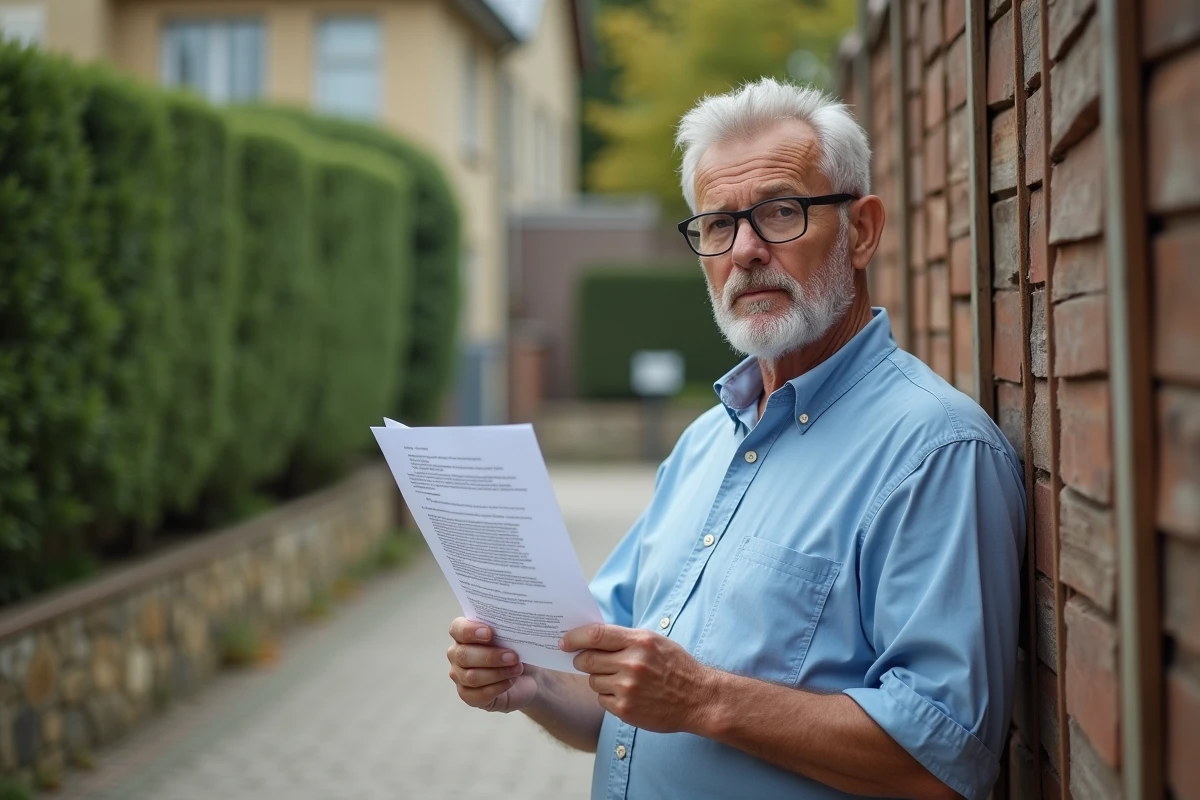 Propriétaire tenant un courrier de la mairie concernant un non-respect du PLU pour sa clôture en bois