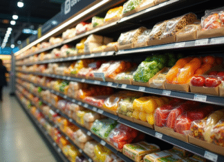 Rayon de supermarché australien avec emballages durables