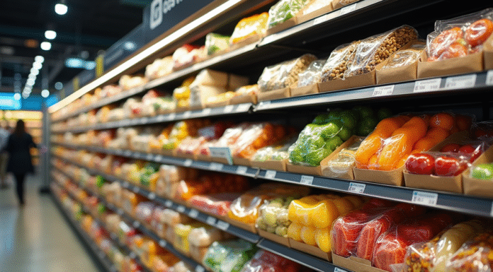Rayon de supermarché australien avec emballages durables
