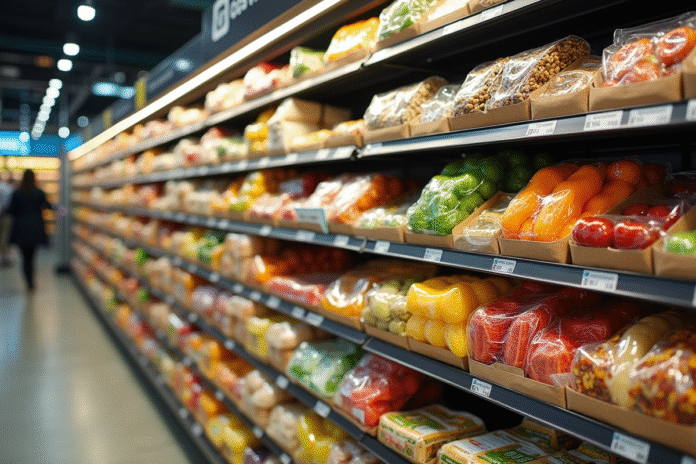 rayon-alimentation-ecologique-australie Rayon de supermarché australien avec emballages durables